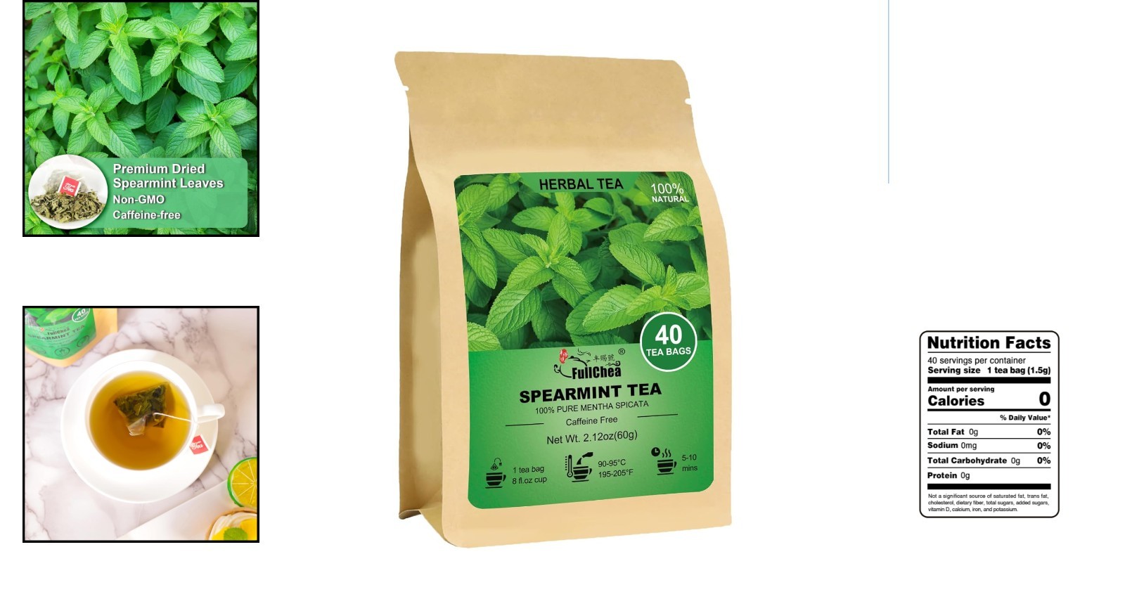 Refreshing Spearmint Tea Bags – 40 Count for Digestive Support & Relaxation