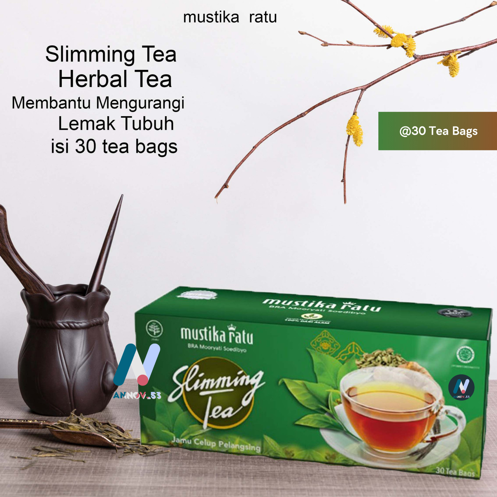 MUSTIKA RATU Slim Herbal Green Tea Antioxidant Weight Loss Diet Fat Burner 2Pax