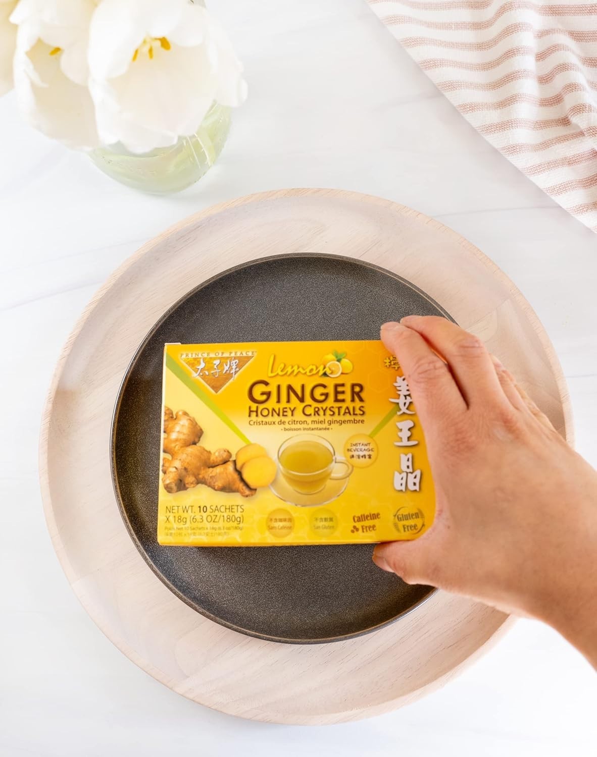 Instant Lemon Ginger Honey Crystals, 30 Sachets – Instant Hot or Cold Beverage –