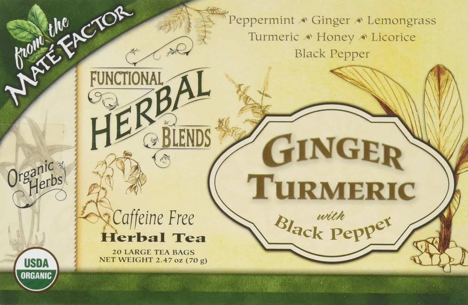 Herbal Blends Herbal Tea Ginger Turmeric 20 pckts Each (Pack of 6)