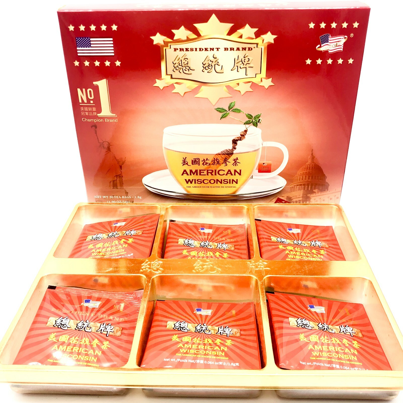 American Ginseng Tea, 30 Tea Bags Pure American Ginseng Roots 美国原支 花旗参茶 茶包