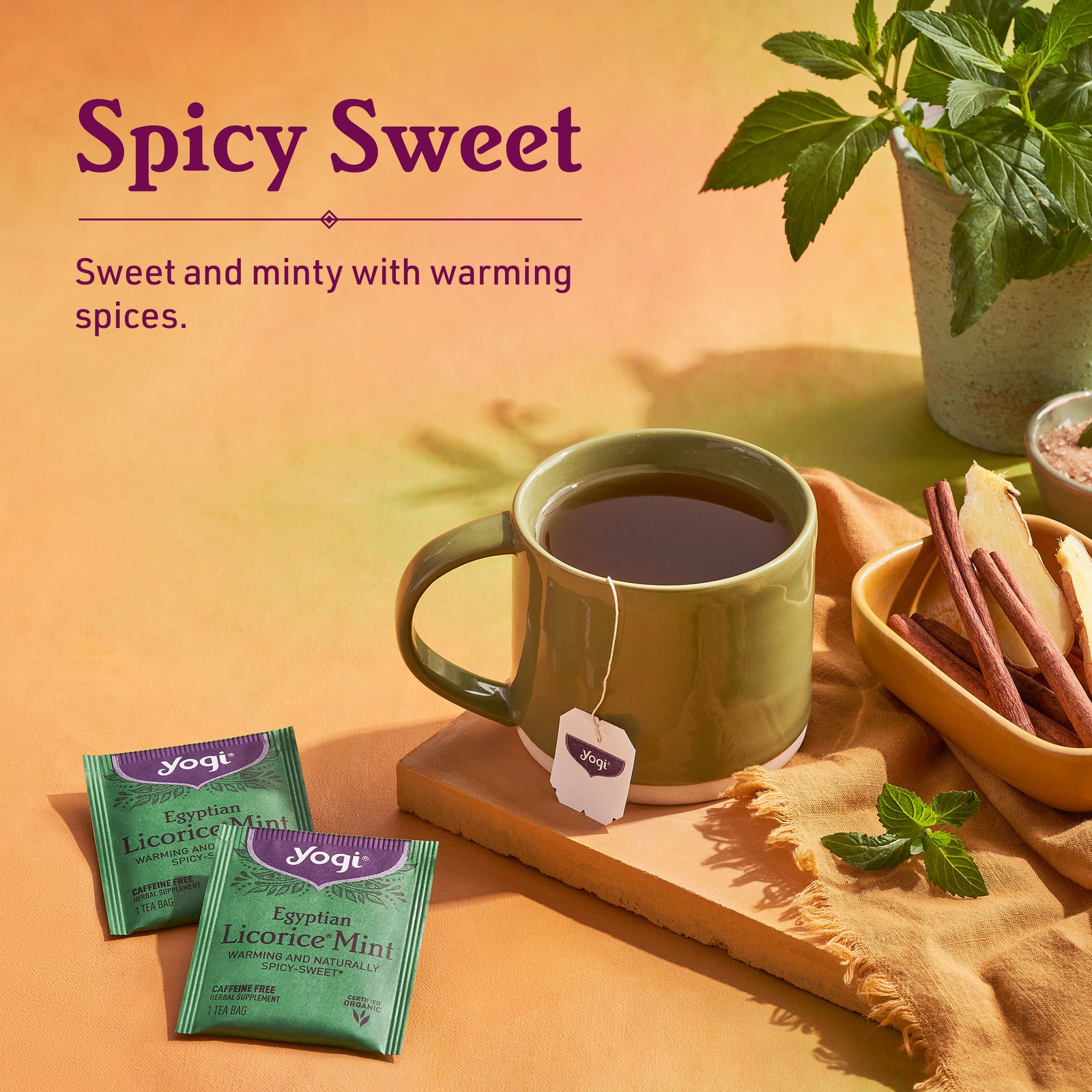 Yogi Tea – Egyptian Licorice Mint Tea (4 Pack) Caffeine Free 64 Organic Tea Bags