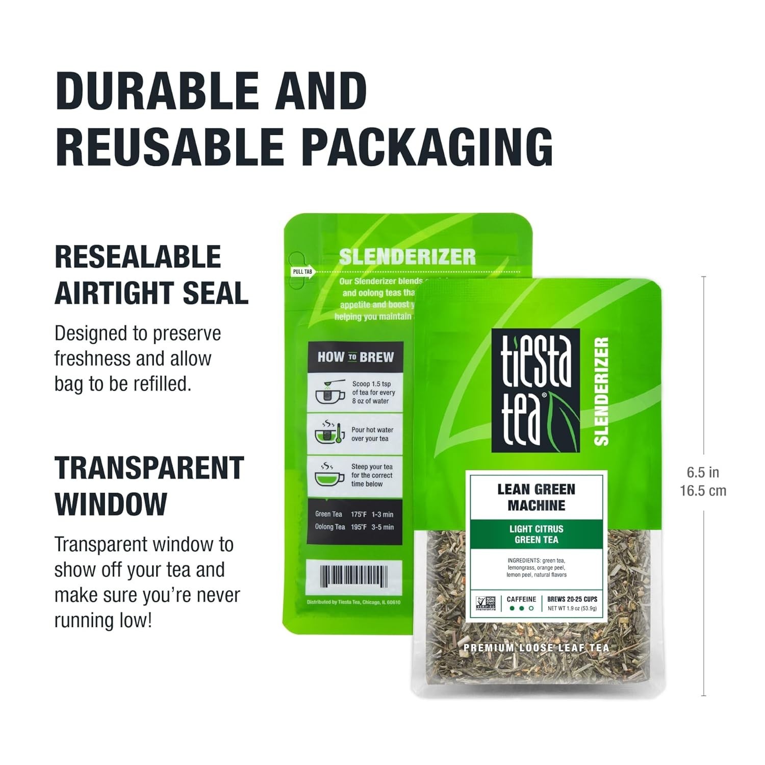 Loose Leaf Lean Green Machine: Light Citrus Tea, 25 Cups in 1.9 Oz Pouch