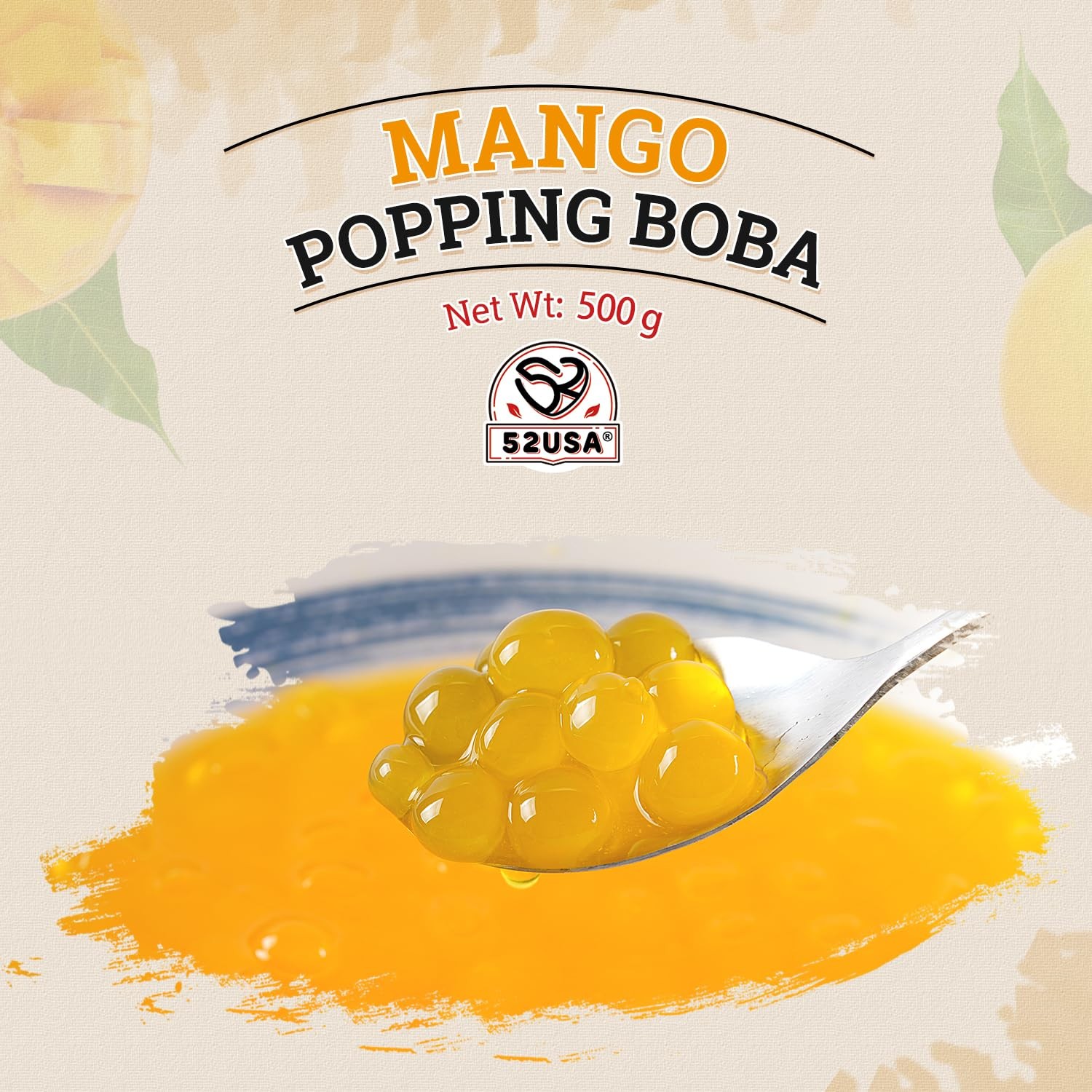 52USA Mango Popping Boba 1000g, Bursting Popping Pearls for Bubble Tea, Bever…