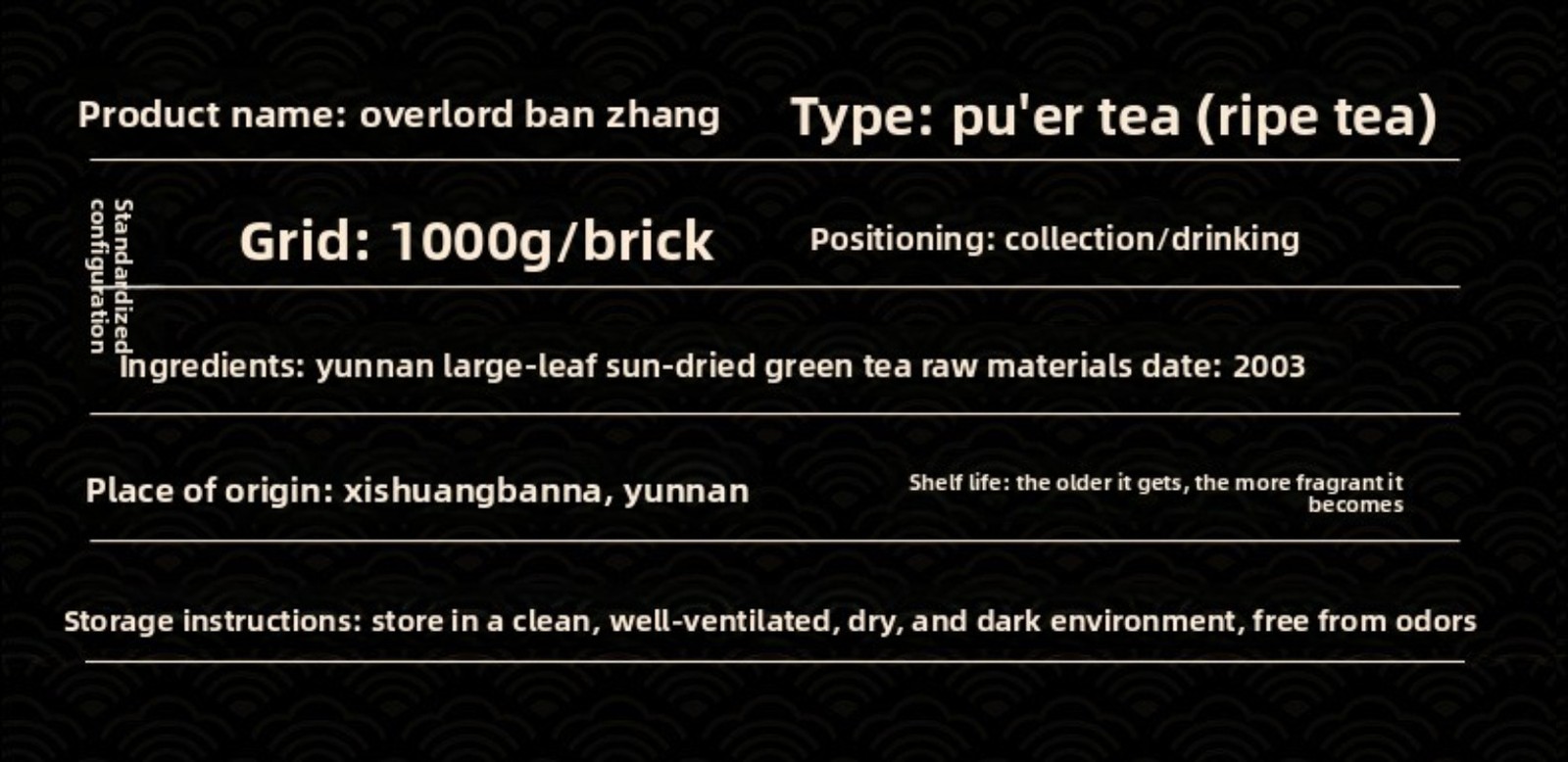 1000g Yunnan Menghai 2003 Ba Wang Ban Zhang Chen Nian Pu’er Tea Mature Bricks