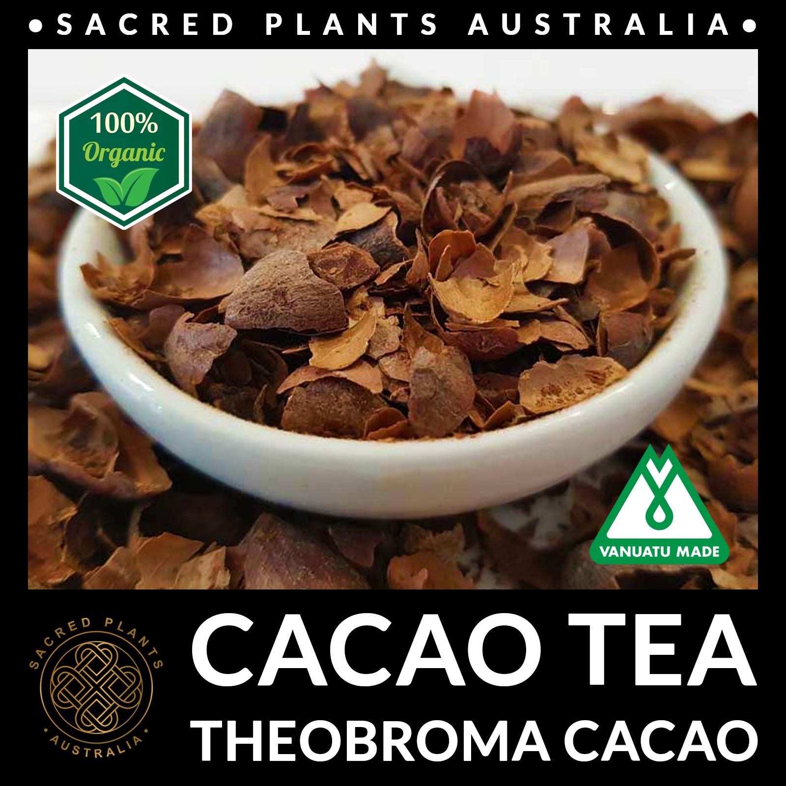 CACAO TEA 25g Organic Theobroma cacao Husks Chocolate Tea Vanuatu Sacred Shaman