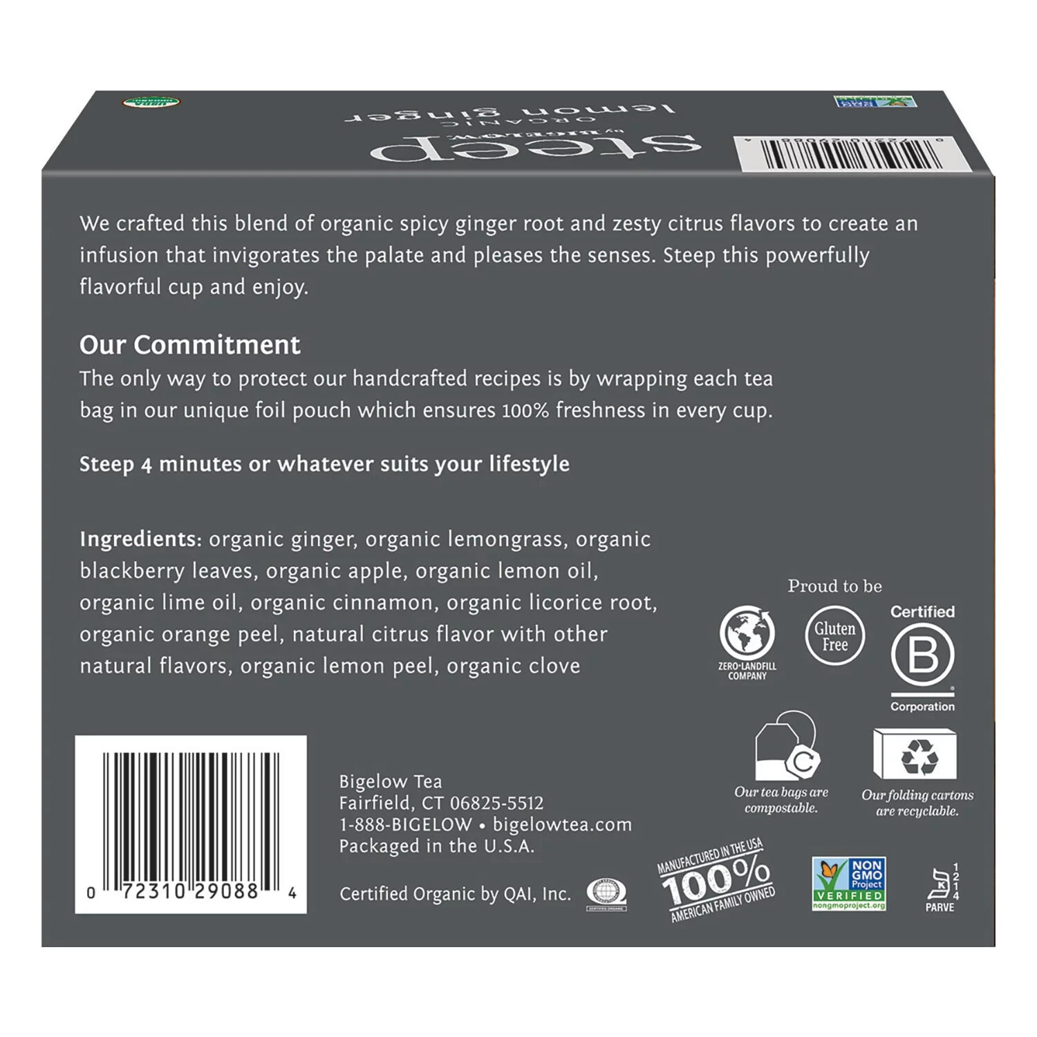 steep by Bigelow Lemon Ginger Herbal Tea { 60 ct.}