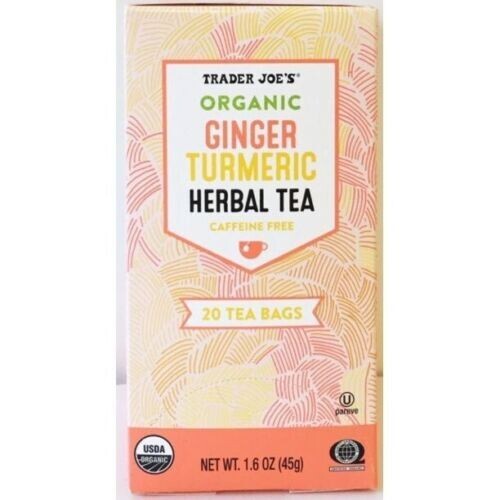 3 x Trader Joe’s Organic Ginger Turmeric Herbal Tea 20 Tea Bags Each, Total 60ct