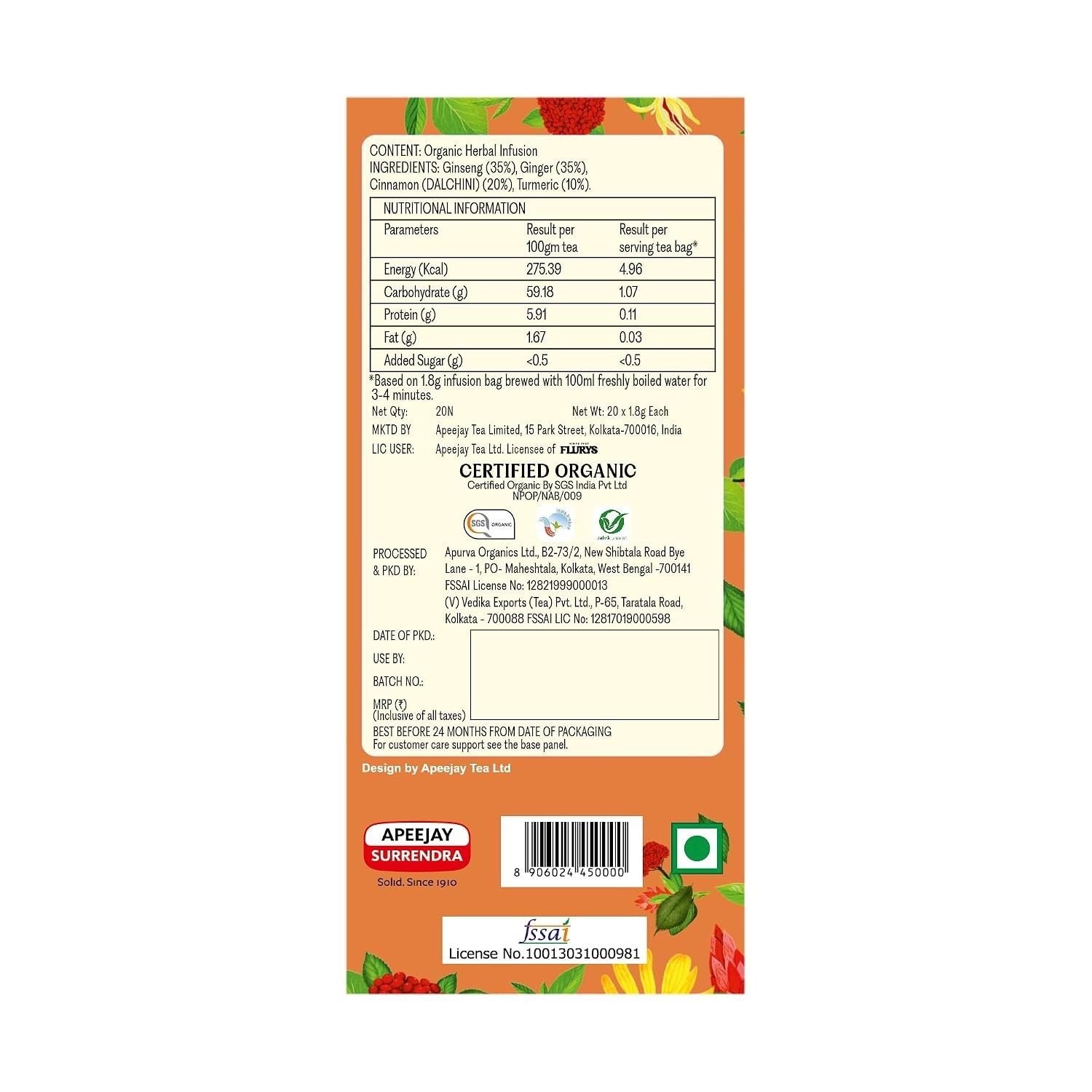 Ty-phoo Cleansing Organic Root Remedy Tea – 20 Tea Bags | 36g |