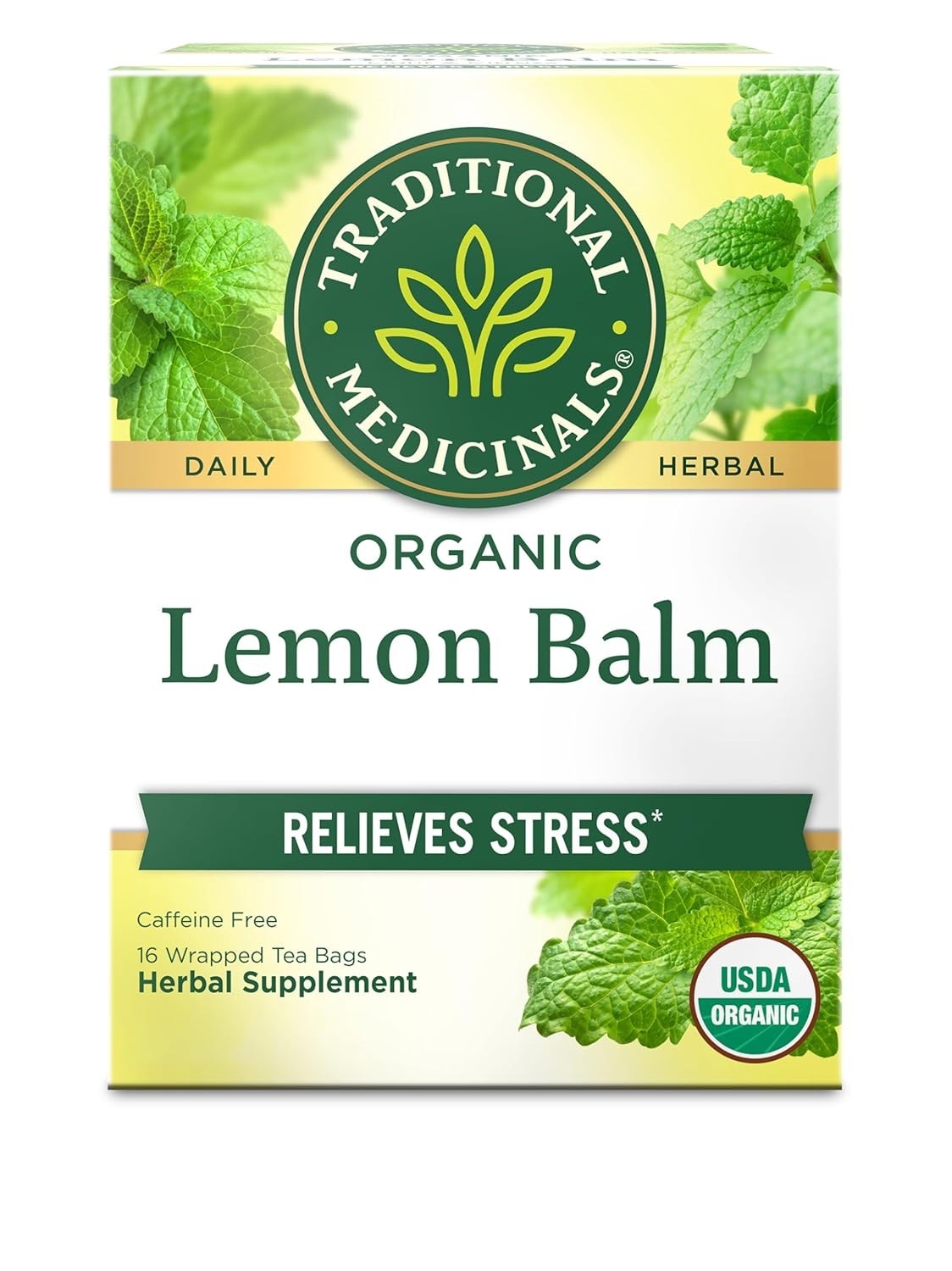 Calming Organic Lemon Balm Tea – 16 Bags for Easy Digestion & Stress Relief