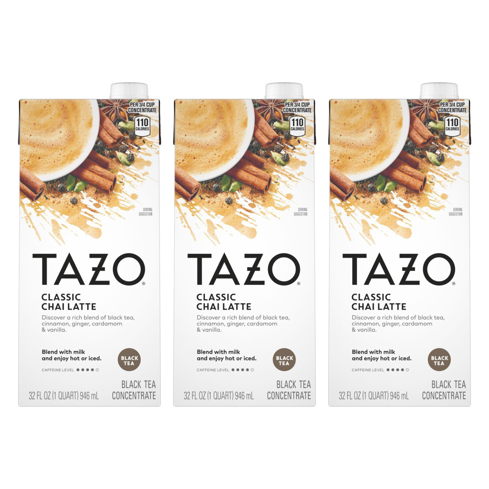 Tazo Classic Chai Latte Black Tea Concentrate, 32 oz, 3-pack