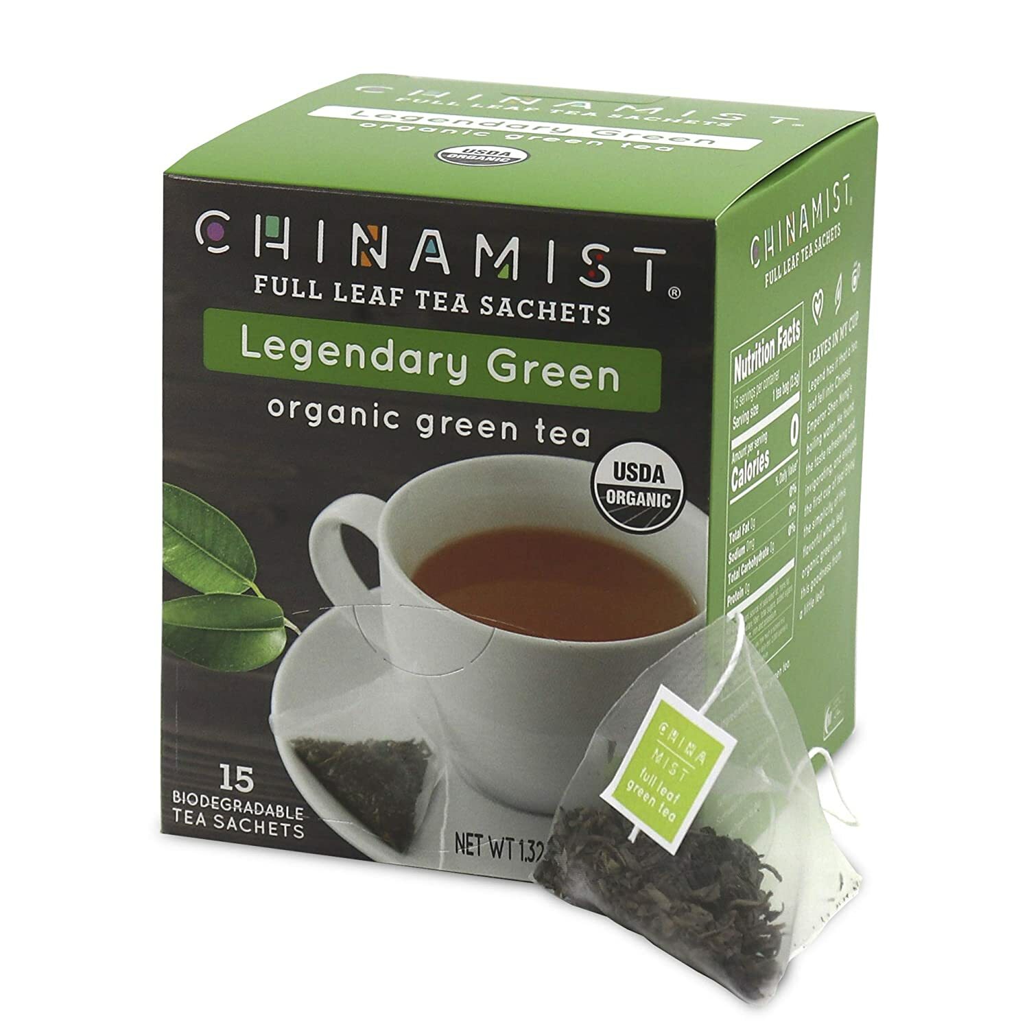 China Mist Legendary Green Organic Green Tea, 15 count box