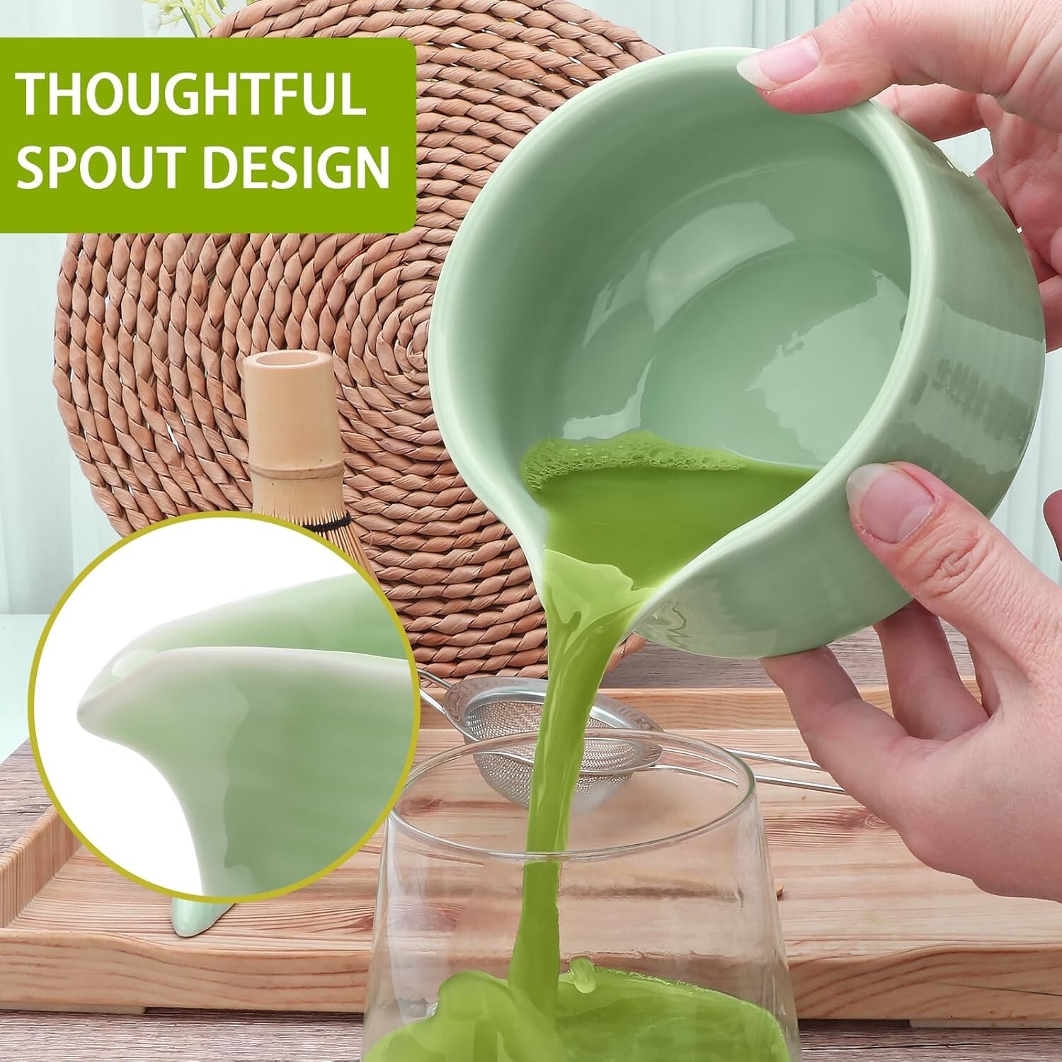 7pcs Green Matcha Whisk Set, Tea Making Tools, Matcha Kit Gift