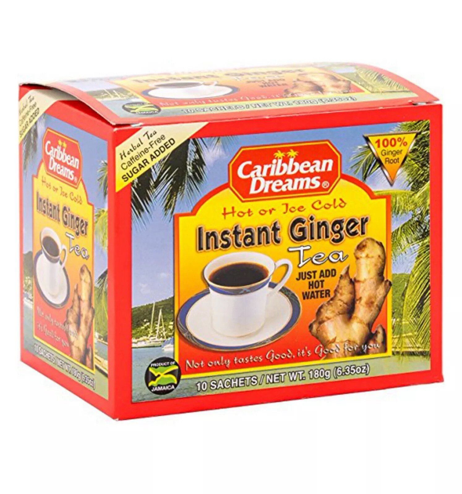 Caribbean Dreams Instant Ginger Tea Pre-sweetened 10 Sachets 6.35 Oz (Pack Of 3)