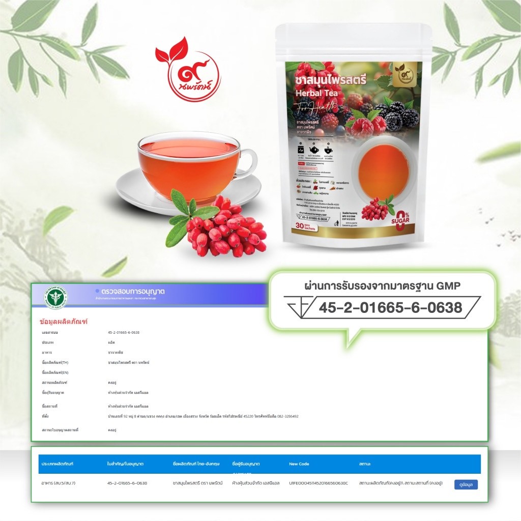 Nopparat Herbal Tea for Women – 30 Sachets | Sugar-Free | FDA Approved Thailand