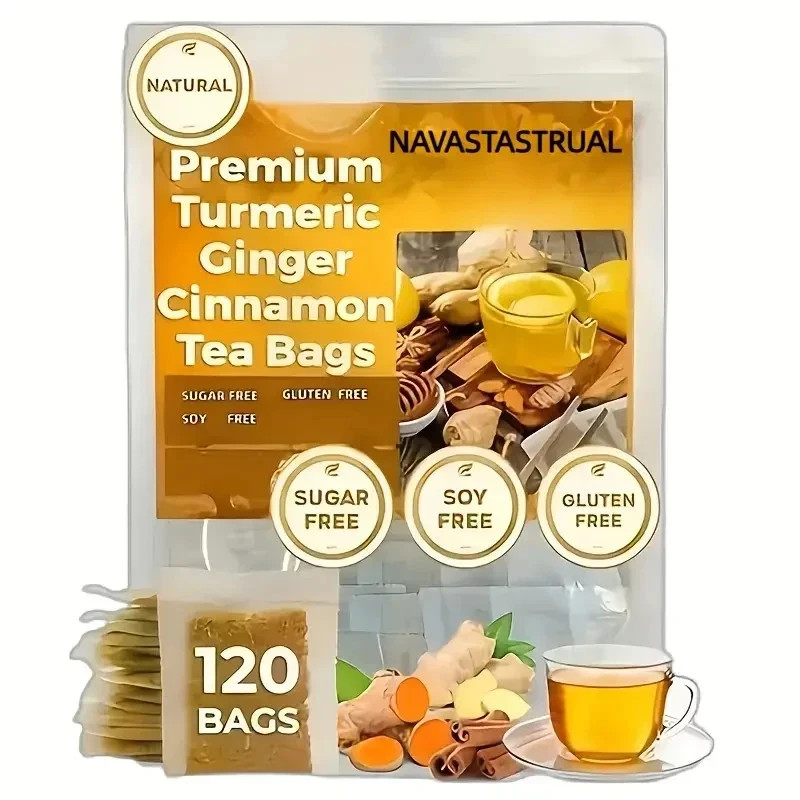 120 bags-Ginger, cinnamon, and turmeric tea bags (free-sugar, caffeine, gluten)