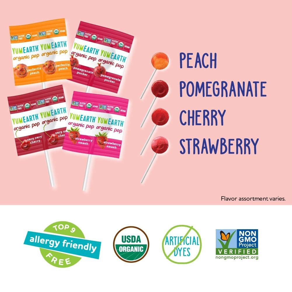 Allergen-Free Organic Pops: 14 Assorted Fruit Lollipops for Healthy Indulgence