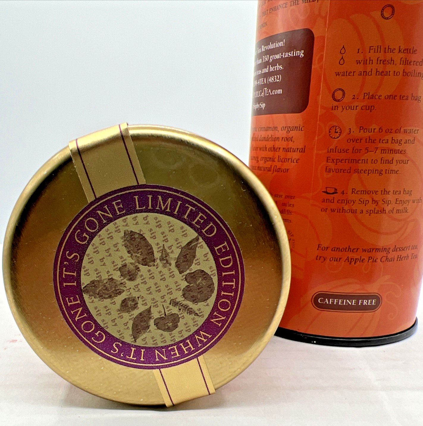 The Republic Of Tea Pumpkin Pie Chai Tea Tins 36 Caffeine-Free Herb Tea Bags X2