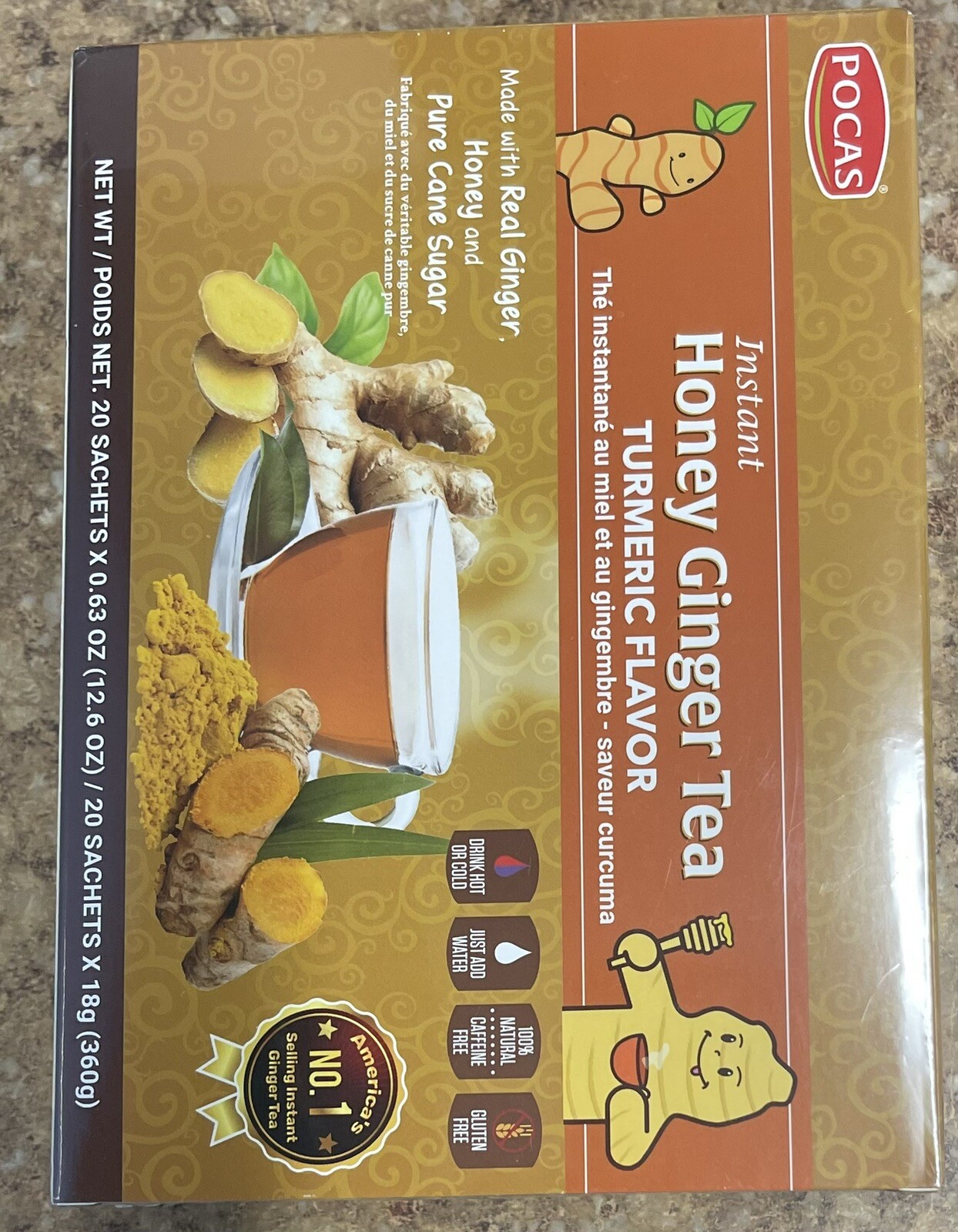 Pocas Honey Ginger Tea original Instant Honey Ginger Tea Made with Real Ginger
