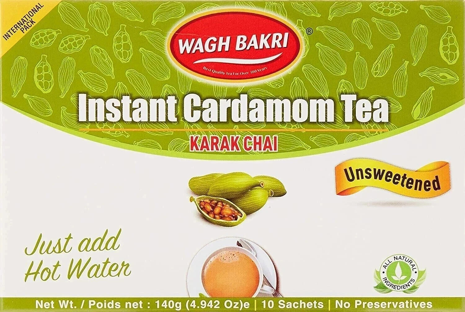 Wagh Bakri Cardamom Karak Chai Tea 10 Sachets