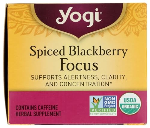 Yogi Spiced Blackberry Tea Bags Focus Blend 16 Count Hibiscus Cinnamon Clove