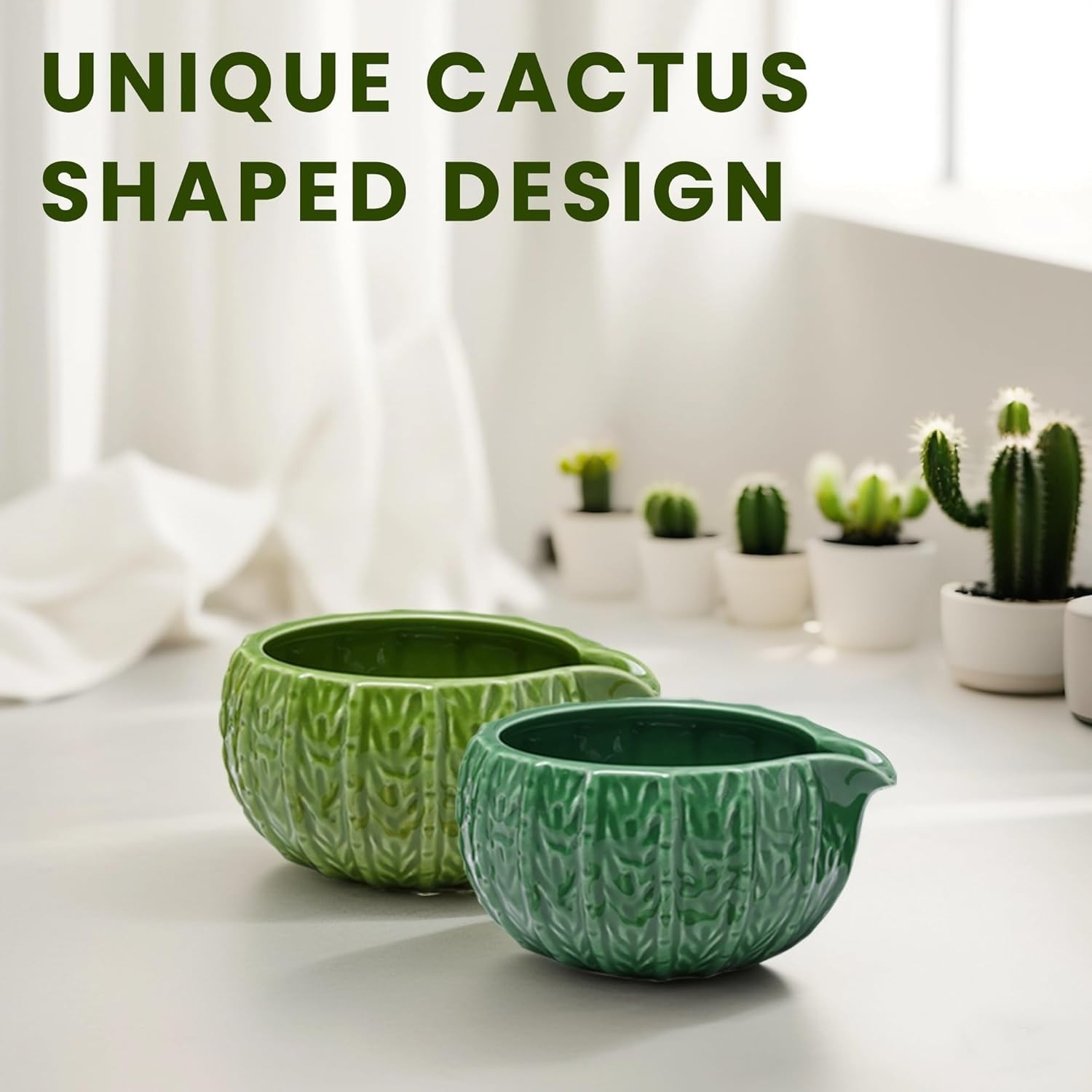Matcha Whisk Set, Cactus Ceramic Matcha Set Includes Matcha Bowl, Matcha Whis…