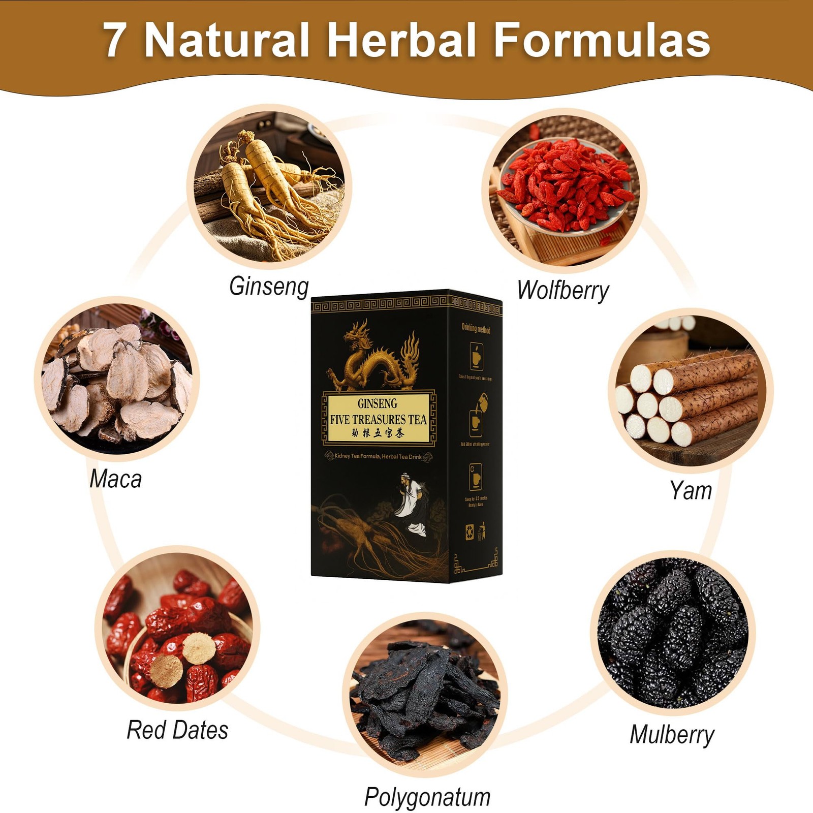 Ginseng Mulberry Herbal Tea, 30 bags Kidney Tea Formula 30bag/3boxes