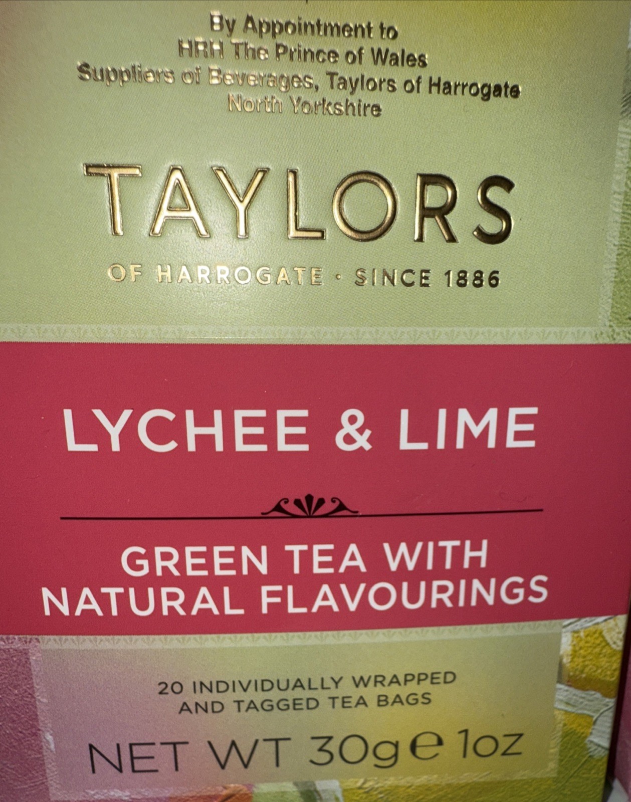 TAYLORS of Harrogate 🫖 LYCHEE & LIME GREEN TEA 2 Boxes= 40 Teabags BB:11-2026