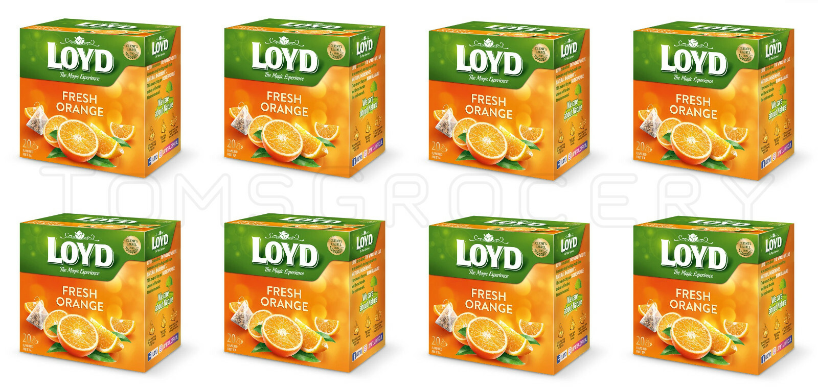 LOYD Fresh Orange Fruit Flavor Tea 20 Pyramid Teabags Box 8 X 40g 1.4oz