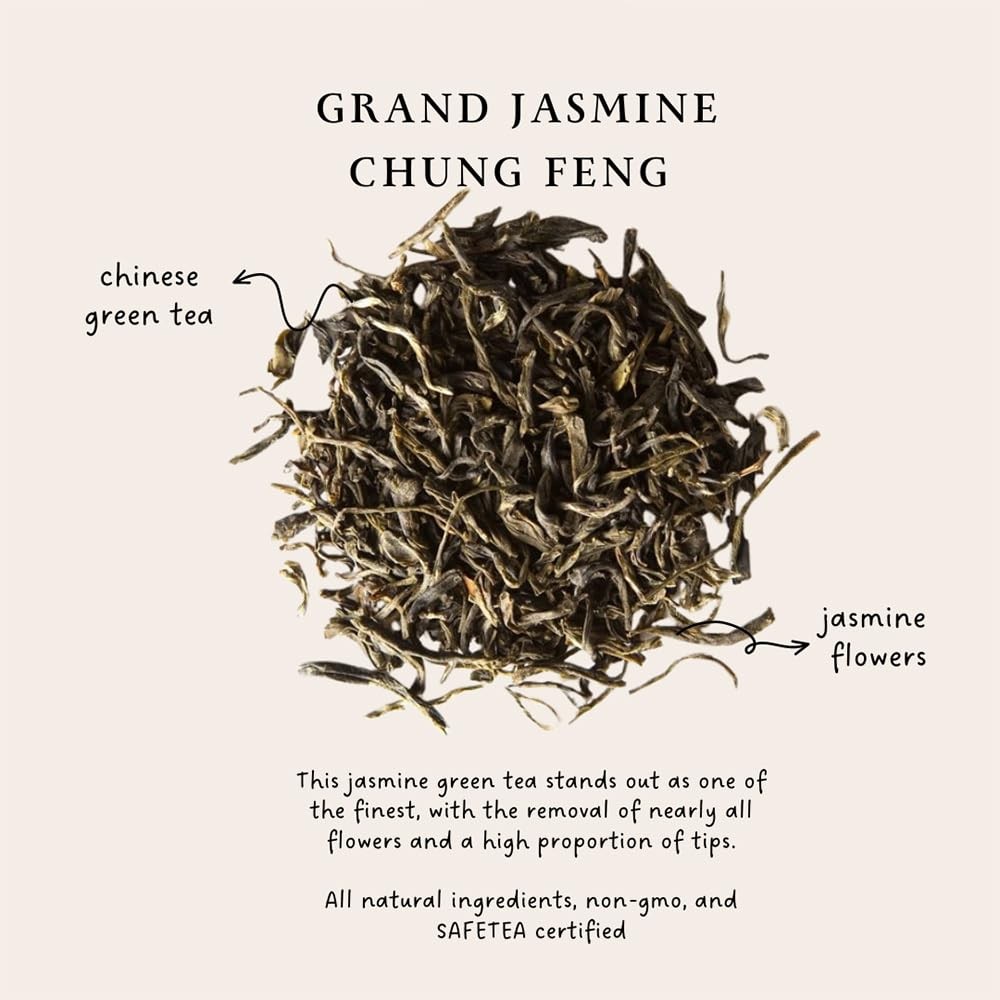 Grand Jasmine Chun Feng Green Tea Premium Bags Serves 20 Cups Hot Drink