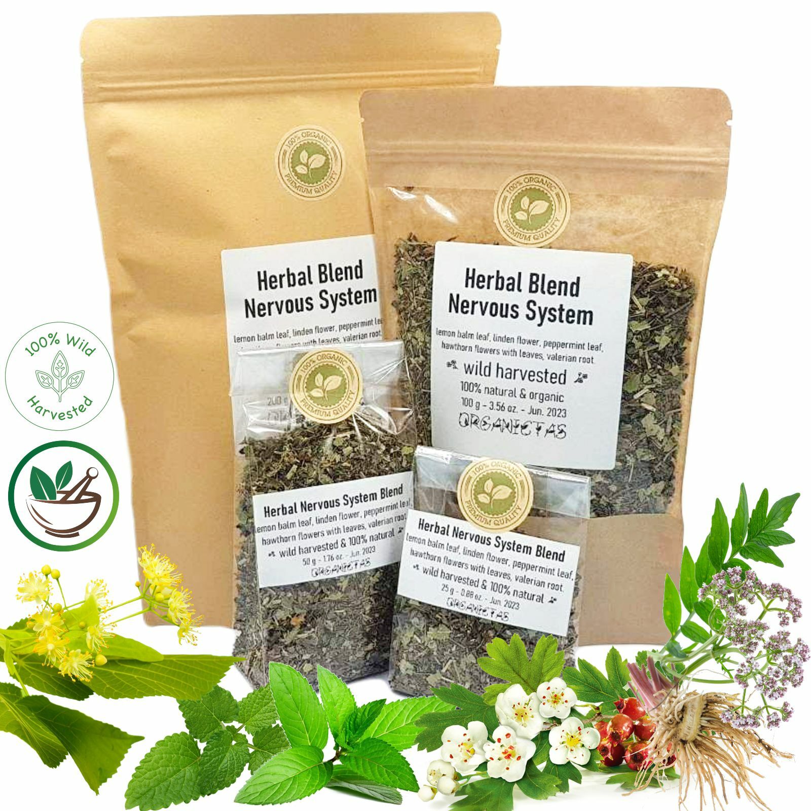 Organic Herbal Tea Blend for Nervous System Health Anti-Stress Insomnia Anxiety