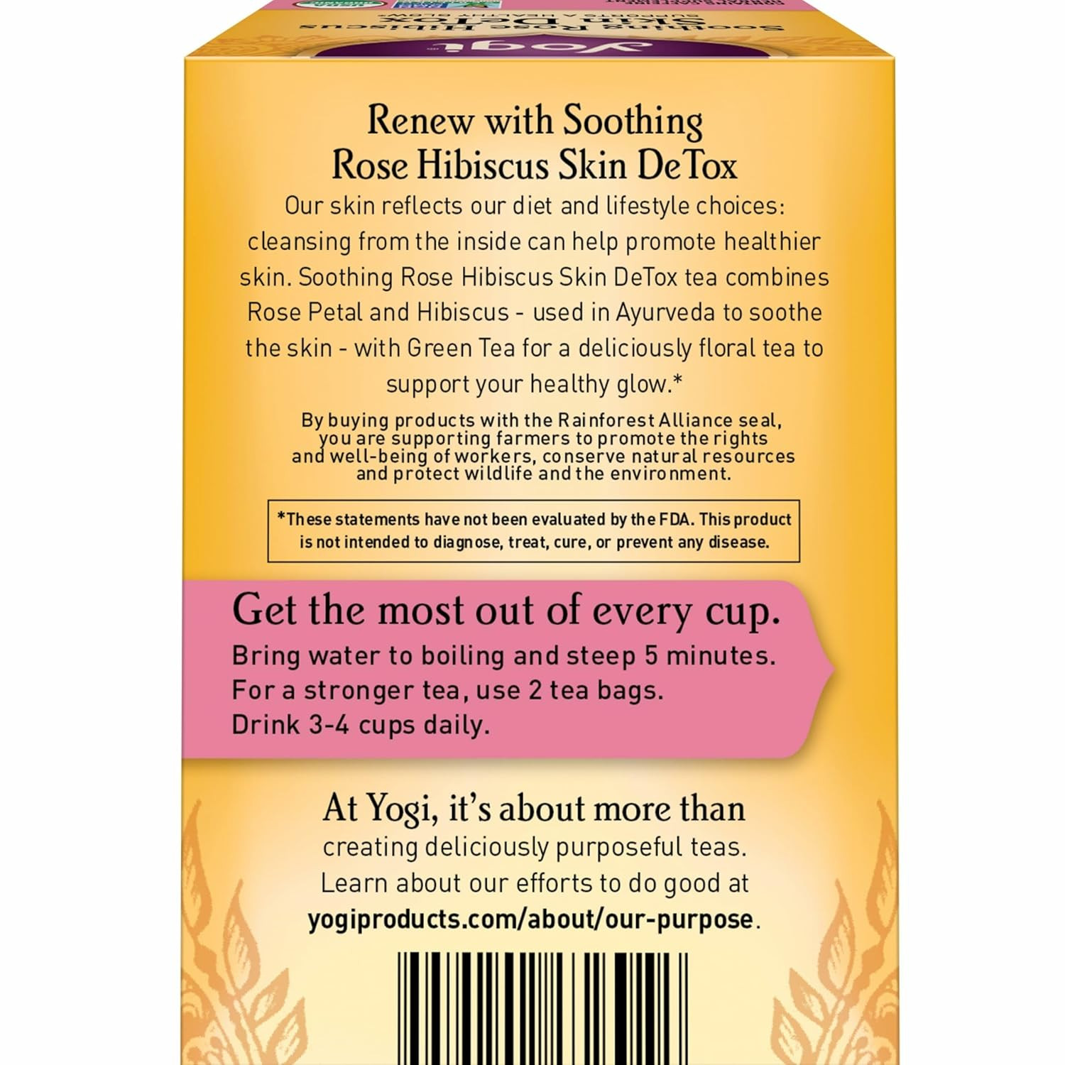 Tea Soothing Rose Hibiscus Skin Detox Tea – 16 Tea Bags per Pack (6 Packs) – Org