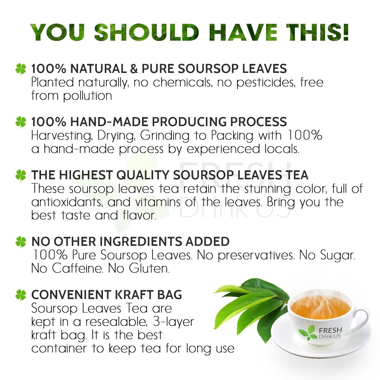 , 230+ Premium Soursop Graviola Dried Leaves Tea, 230-250 Whole Soursop Leave…