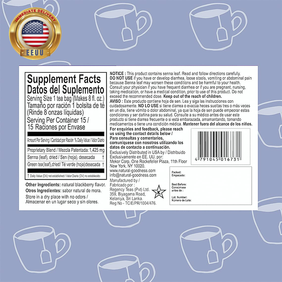 Loveeta Wellness Weight Loss Tea Blackberry – 15 Tea Bags (Gmo Free, Gluten Free