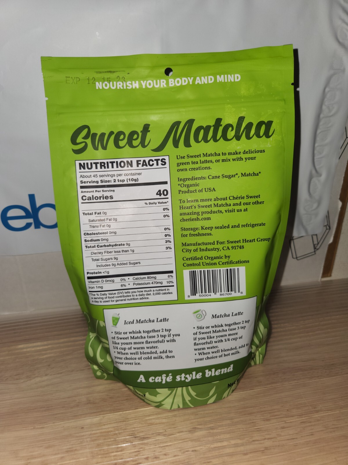 Organic Sweet Matcha Green Tea Powder Cafe Style Blend New 16 oz (454g)