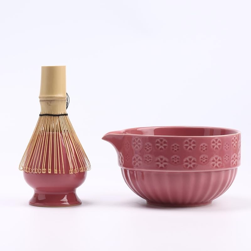 Matcha Whisk Set Pink, Ceramic Matcha Set Includes Matcha Bowl, Bamboo Whisk,…