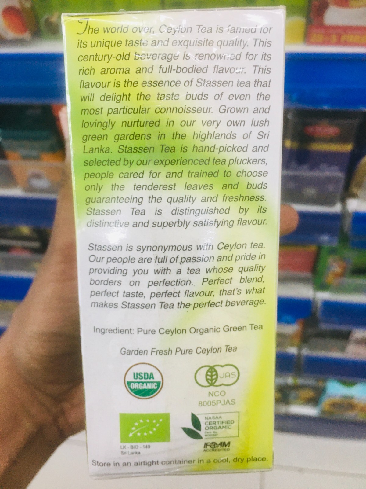 Stassen ORGANIC Pure Ceylon Green Tea Premium Quality Natural Green Tea