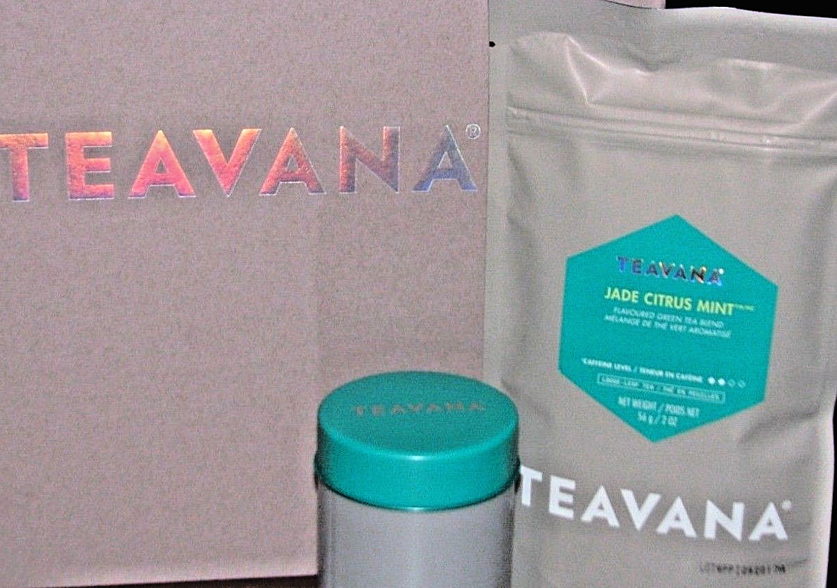 🍊 NEW TEAVANA 2 OZ FACTORY SEALED JADE CITRUS MINT 🍊🍃 LOOSE LEAF TEA & TIN 💚