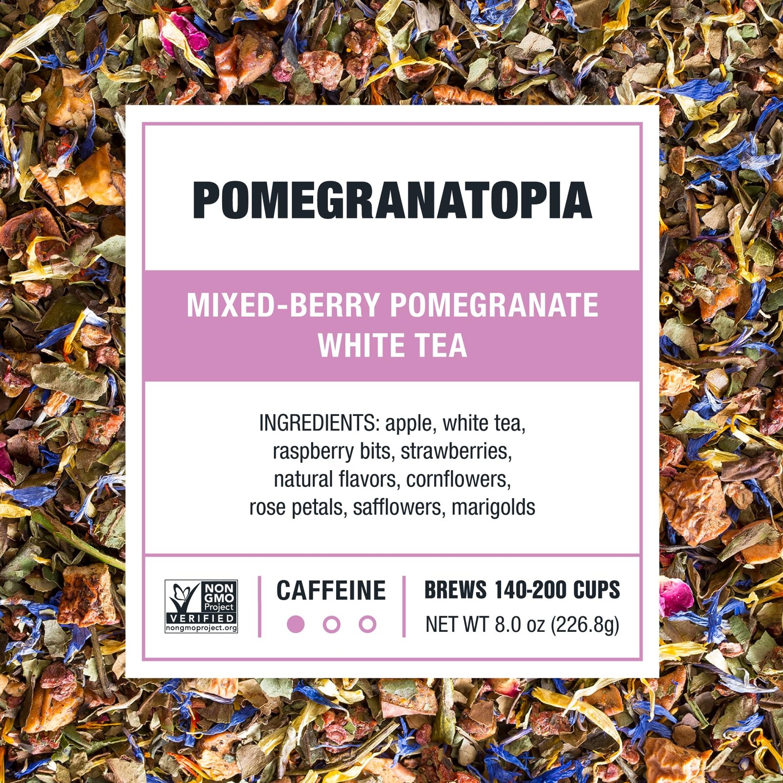 Pomegranatopia Mixed Berry Infused White Tea Bulk Pouch 200 Cups Organic Blend