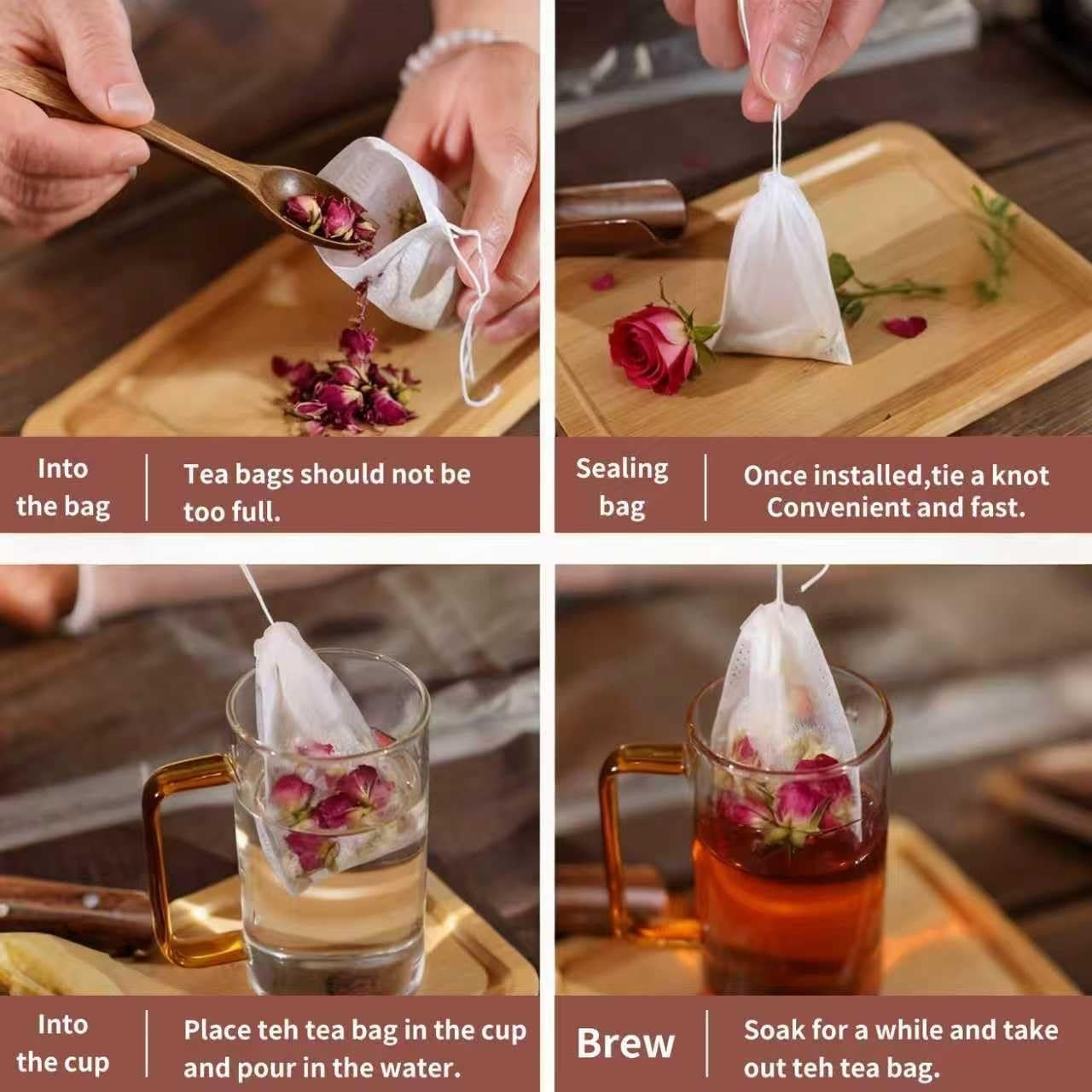 Multi-Functional 3×4 Inch Muslin Drawstring Tea Bags – Ideal for All Beverages