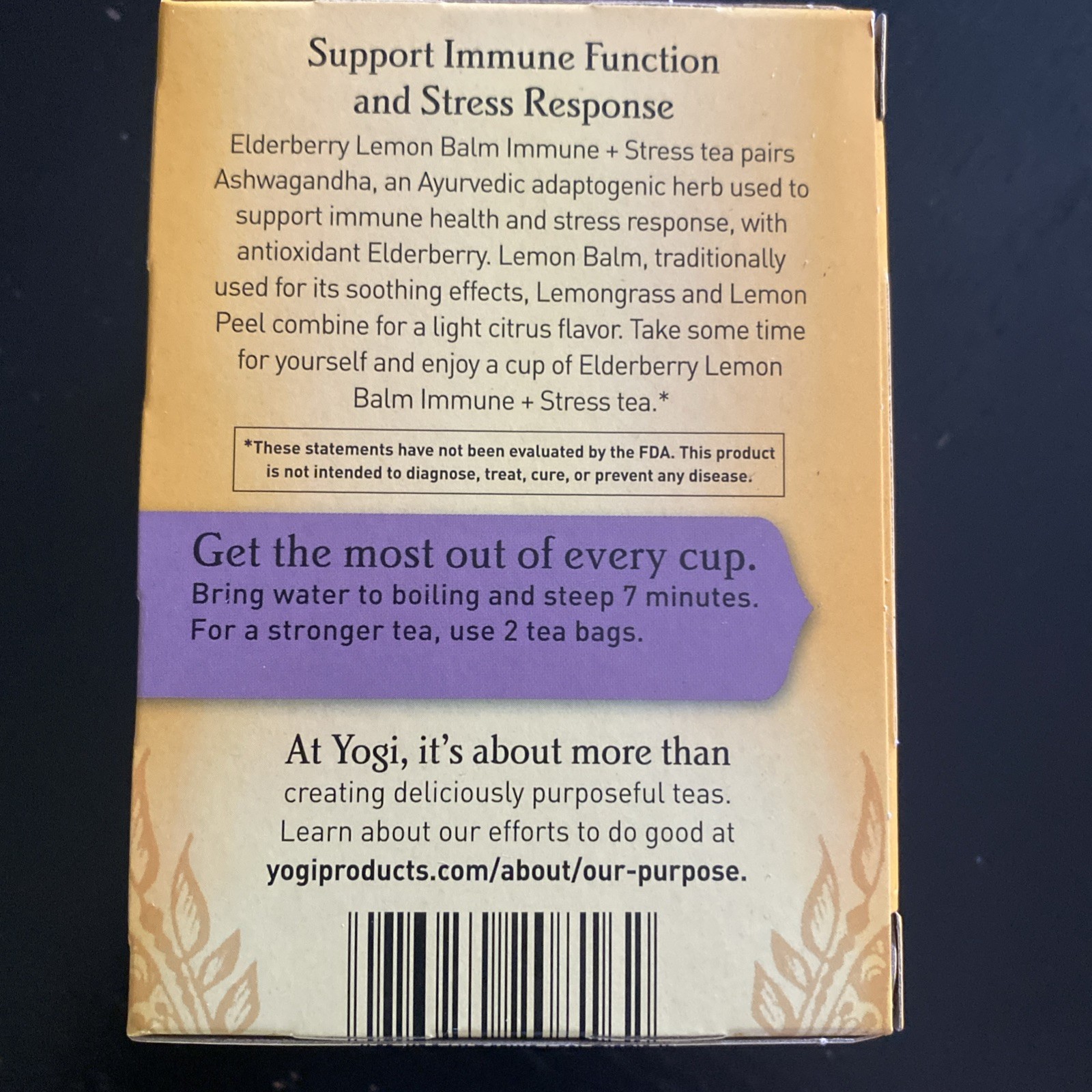 Yogi Elderberry Lemon Balm Immune Stress Caffeine Free Tea 16 Ct Exp mar 2027