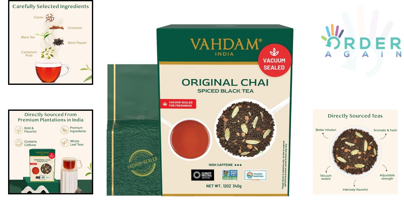 Masala Chai Tea Loose Leaf 12oz Indian Spiced Black Tea 170+ Cups