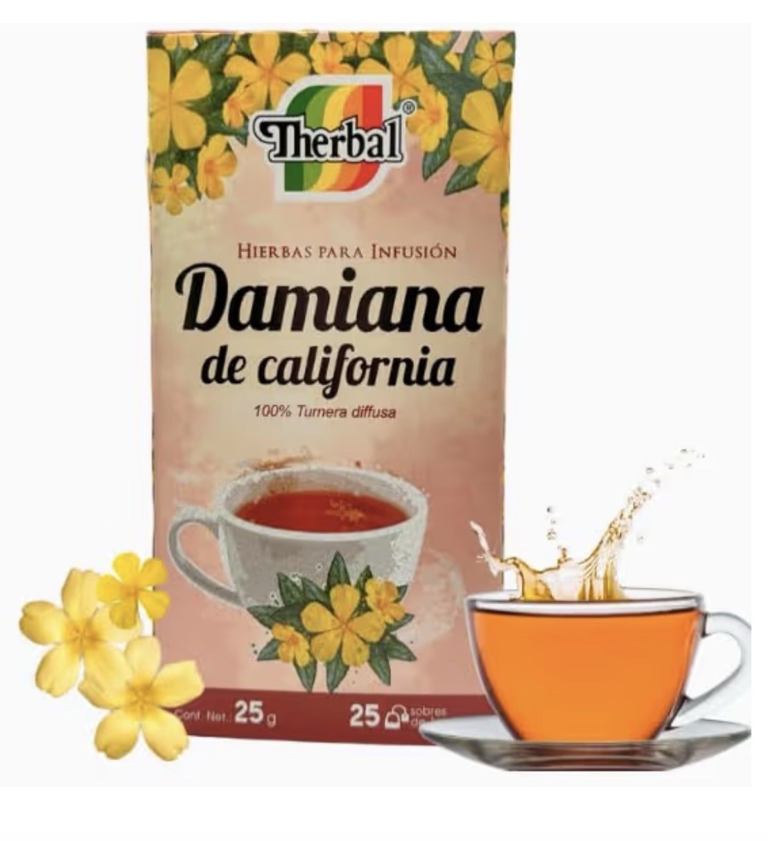 Therbal Damiana de California Herb 25 Tea Bags CaffeineFree 100% Turnera diffusa