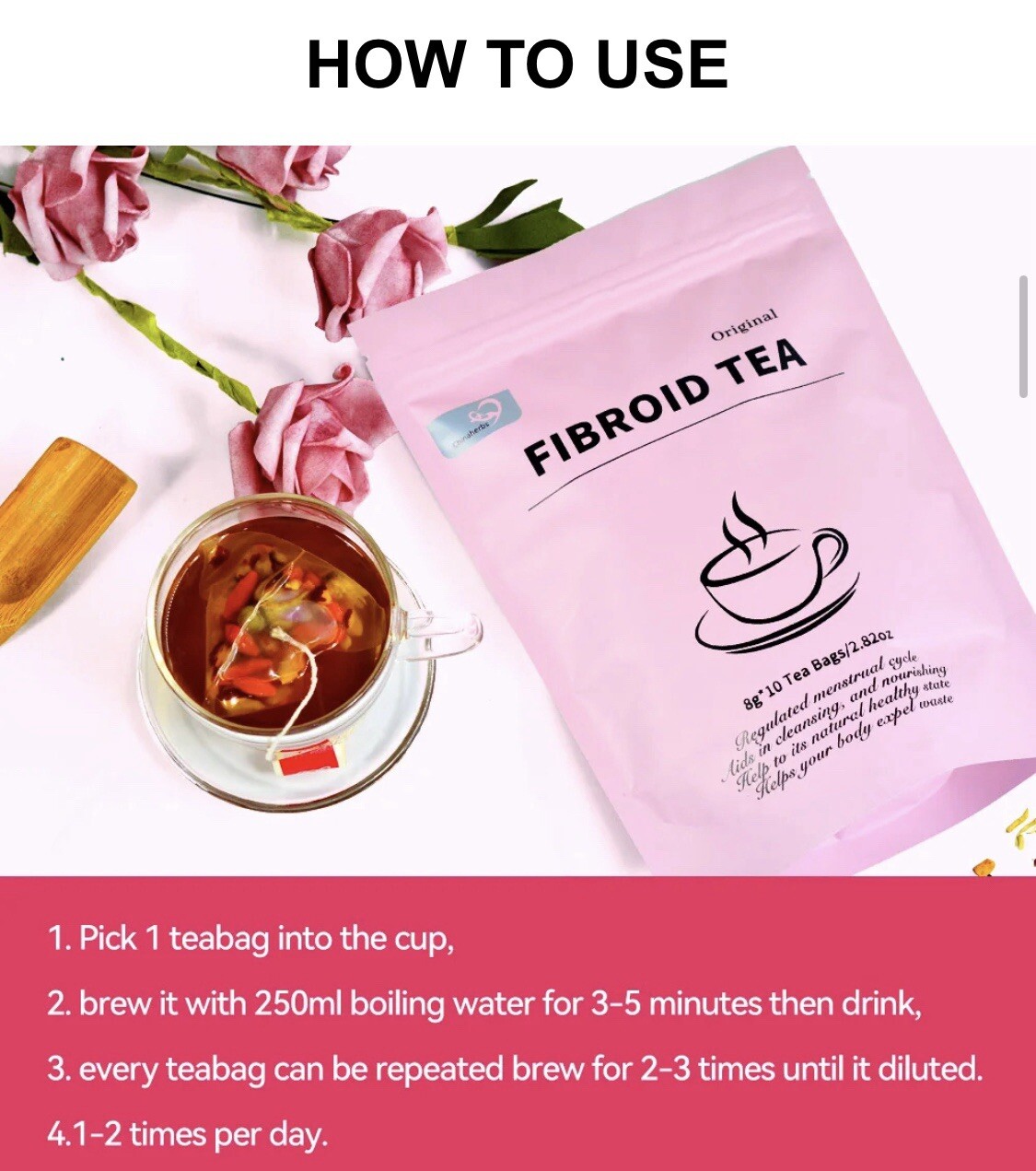 Fibroid Tea for Women Shrink Ovarian Cysts, Natural Remedy for Women Pregnancy