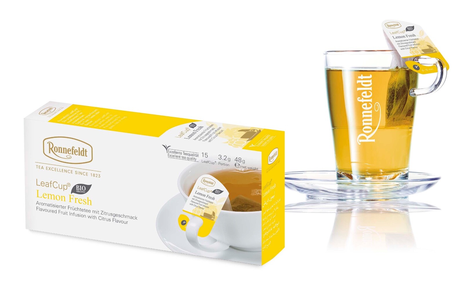 Ronnefeldt Leafcup® Lemon Fresh. 15 premium fruit tea bags with ginger