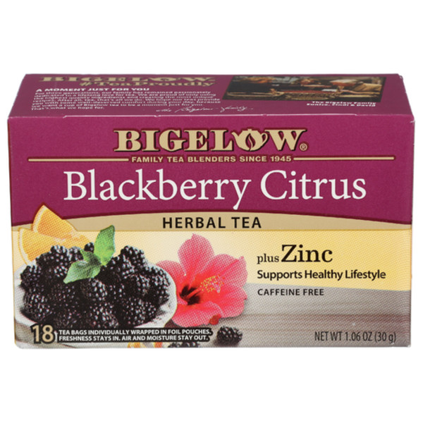 Bigelow Blackberry Citrus Plus Zinc Herbal Tea 18 ct – 5 Packs