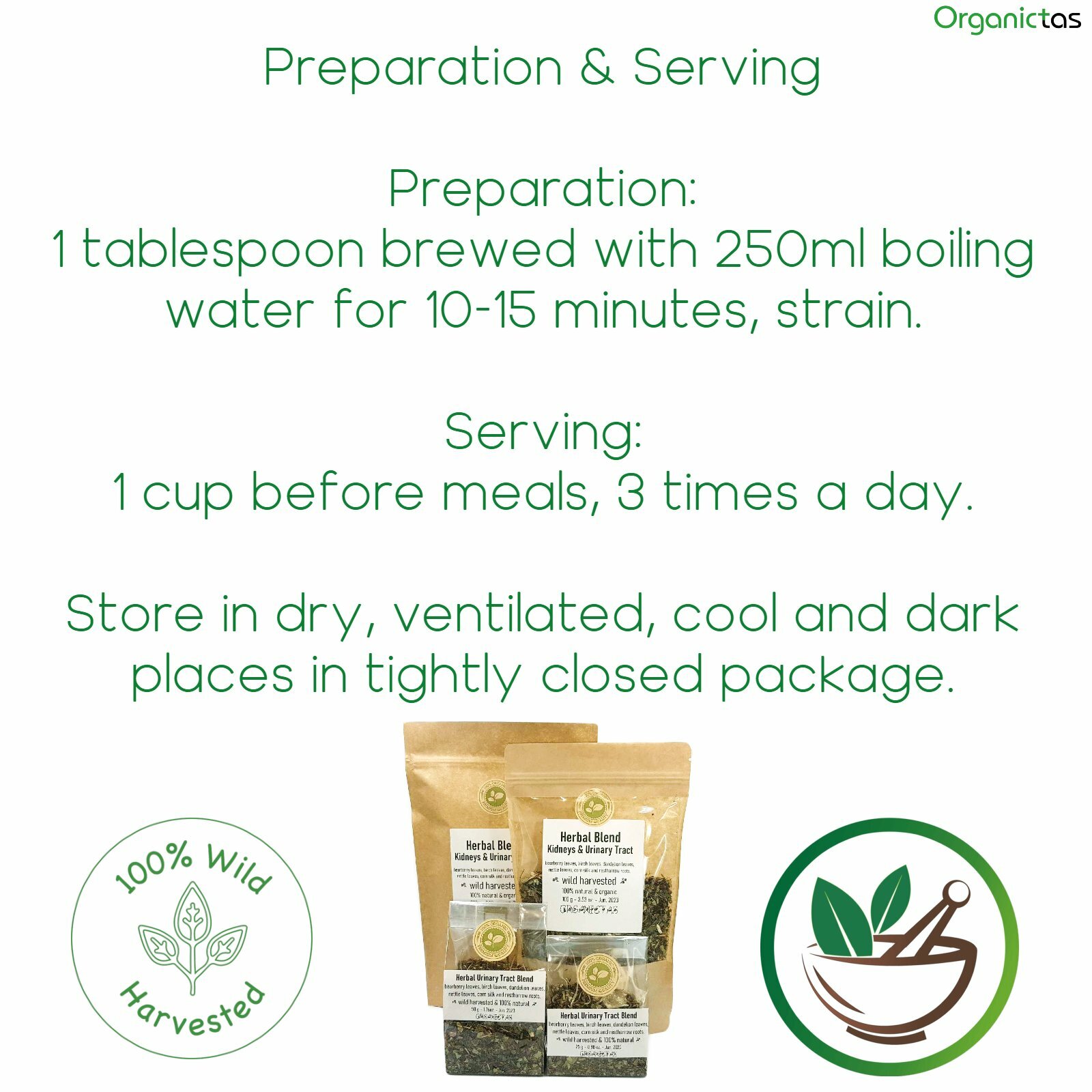 Organic Kidney Tea Blend 6 Herbs, Urinary Tract Health, Diuretic, Bladder, UTI