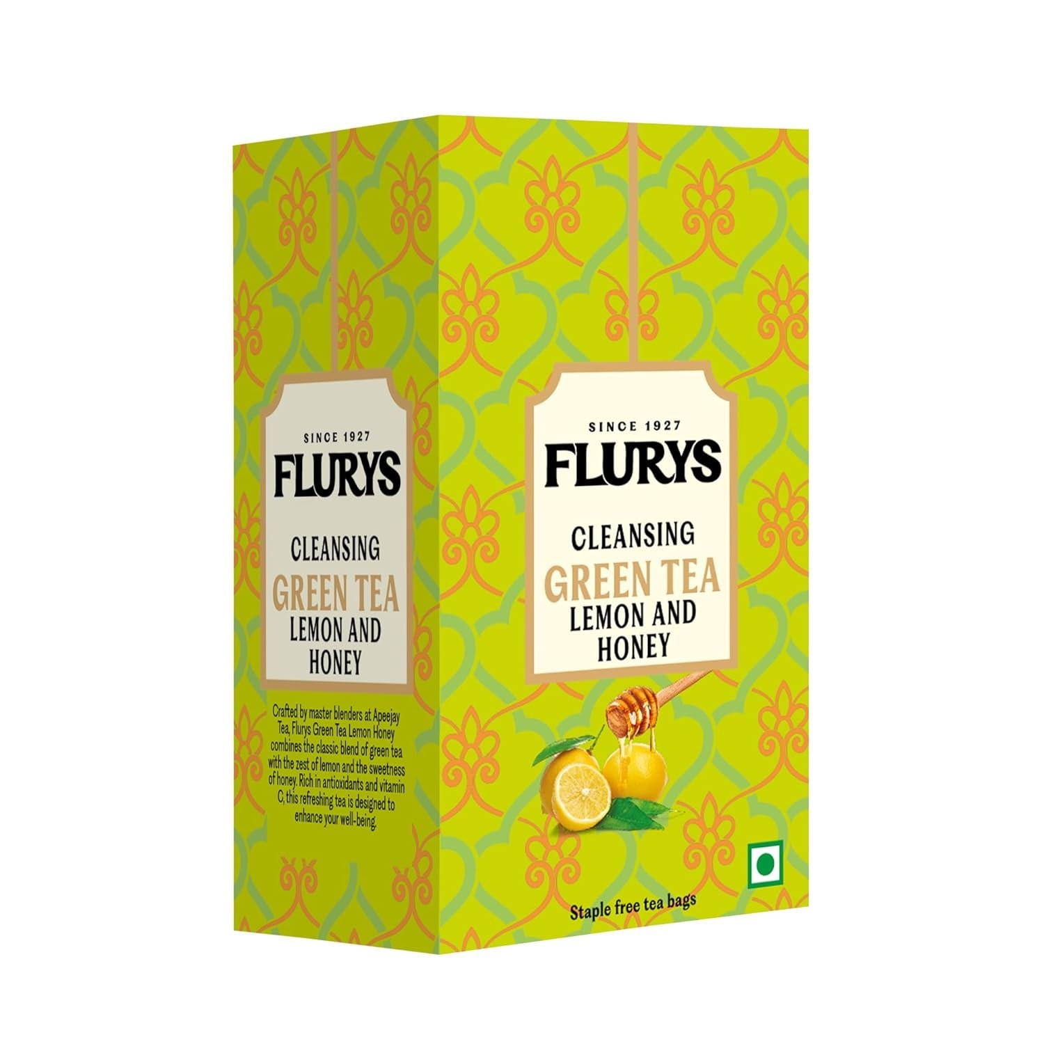 Ty-phoo Flurys Natural Cleansing Green Tea Honey & Lemon,25 Tea Bags,42.5 Grams