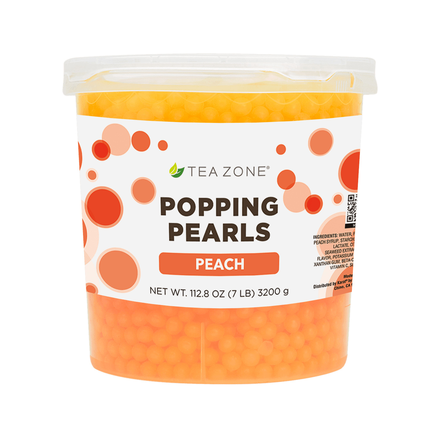 Tea Zone Peach Popping Pearls/ Bursting/ Popping Boba(B2061, 7 lbs) for Boba Tea
