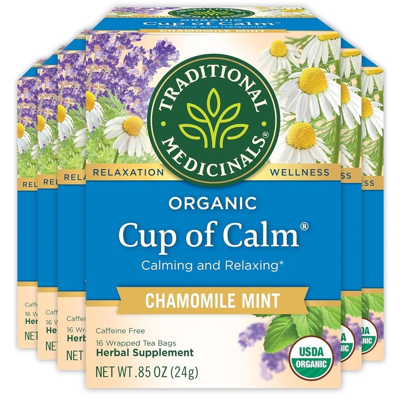 Organic Herbal Tea Stress Relief Chamomile Lavender Mint Caffeine Free 96 Bags
